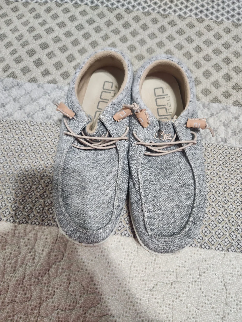 Hey Dude Men's Slip-On Loafers in Heather Grey with Tan Accents